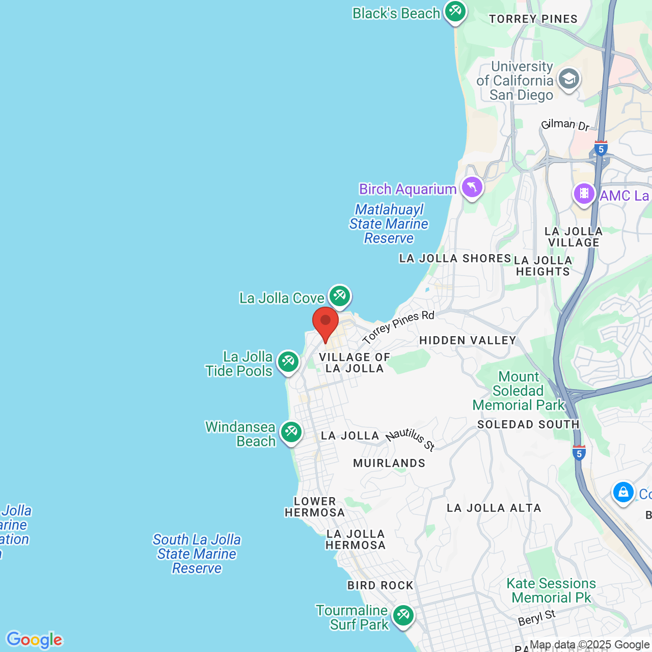 Google map image of our location in 7841 Fay Ave La Jolla, CA